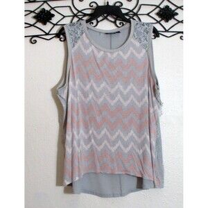 a.n.a Top Women's Size 1X Sleeveless Blue Striped Round Neck